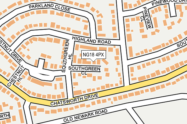 NG18 4PX map - OS OpenMap – Local (Ordnance Survey)