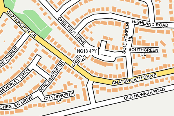 NG18 4PY map - OS OpenMap – Local (Ordnance Survey)
