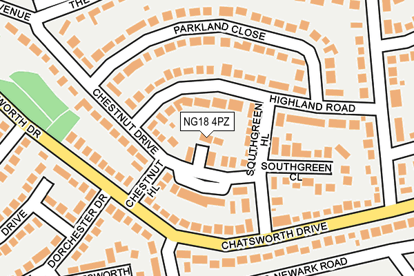 NG18 4PZ map - OS OpenMap – Local (Ordnance Survey)