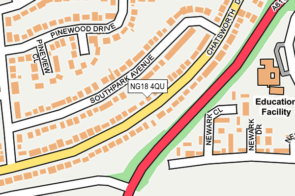 NG18 4QU map - OS OpenMap – Local (Ordnance Survey)