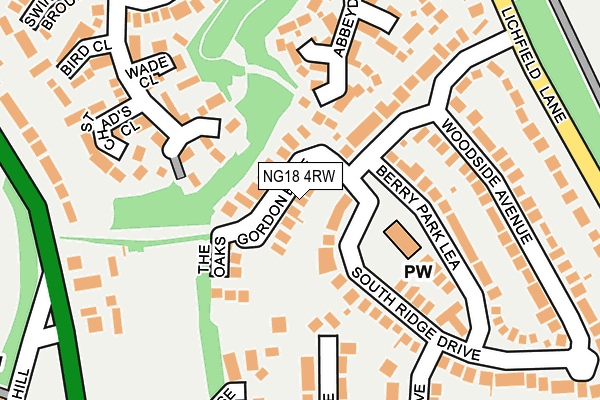 NG18 4RW map - OS OpenMap – Local (Ordnance Survey)