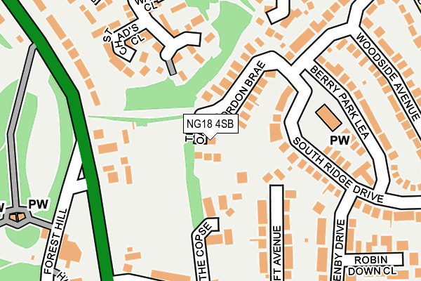 NG18 4SB map - OS OpenMap – Local (Ordnance Survey)