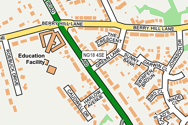 NG18 4SE map - OS OpenMap – Local (Ordnance Survey)