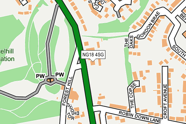 NG18 4SG map - OS OpenMap – Local (Ordnance Survey)