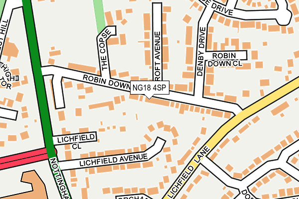 NG18 4SP map - OS OpenMap – Local (Ordnance Survey)