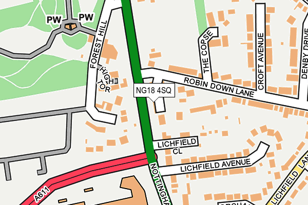 NG18 4SQ map - OS OpenMap – Local (Ordnance Survey)