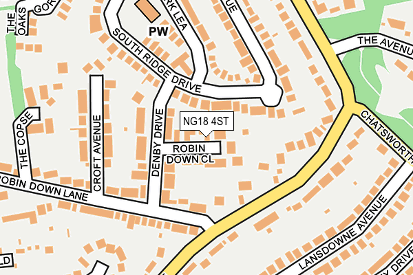 NG18 4ST map - OS OpenMap – Local (Ordnance Survey)