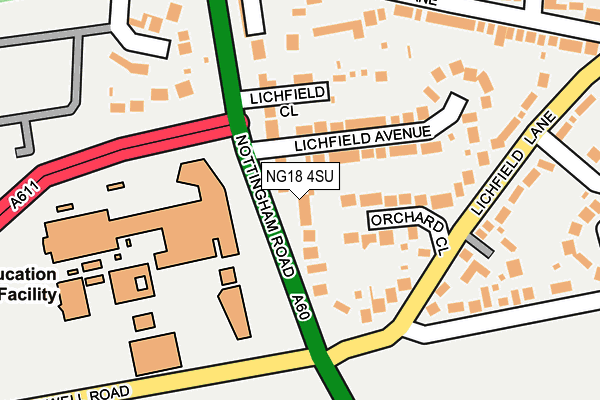 NG18 4SU map - OS OpenMap – Local (Ordnance Survey)