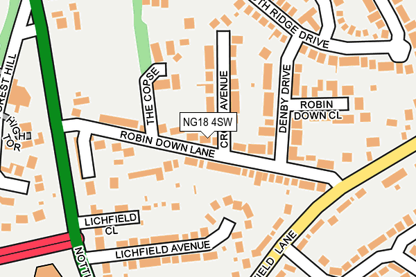 NG18 4SW map - OS OpenMap – Local (Ordnance Survey)