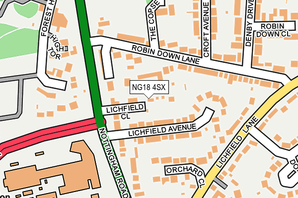 NG18 4SX map - OS OpenMap – Local (Ordnance Survey)
