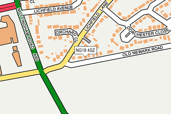 NG18 4SZ map - OS OpenMap – Local (Ordnance Survey)
