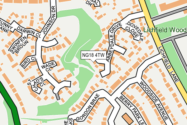 NG18 4TW map - OS OpenMap – Local (Ordnance Survey)