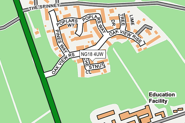 NG18 4UW map - OS OpenMap – Local (Ordnance Survey)