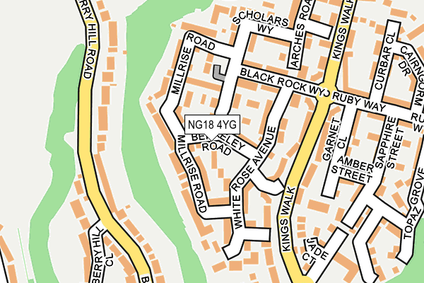 NG18 4YG map - OS OpenMap – Local (Ordnance Survey)