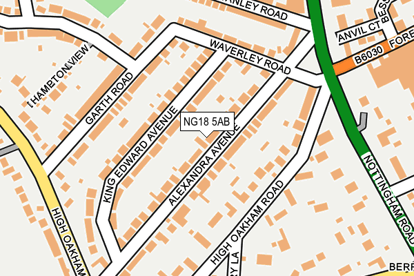 NG18 5AB map - OS OpenMap – Local (Ordnance Survey)