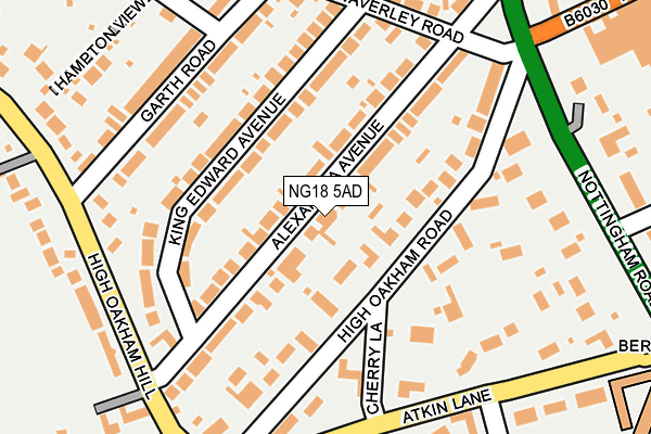 NG18 5AD map - OS OpenMap – Local (Ordnance Survey)