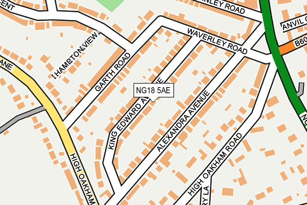 NG18 5AE map - OS OpenMap – Local (Ordnance Survey)