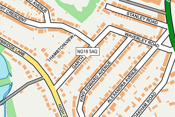 NG18 5AQ map - OS OpenMap – Local (Ordnance Survey)