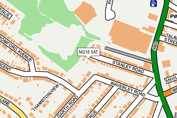 NG18 5AT map - OS OpenMap – Local (Ordnance Survey)