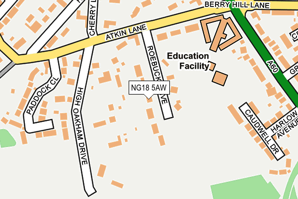 NG18 5AW map - OS OpenMap – Local (Ordnance Survey)