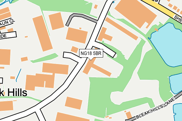 NG18 5BR map - OS OpenMap – Local (Ordnance Survey)