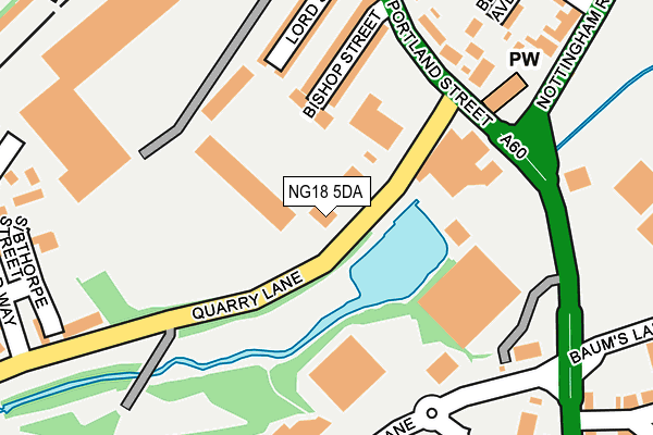 NG18 5DA map - OS OpenMap – Local (Ordnance Survey)