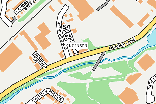 NG18 5DB map - OS OpenMap – Local (Ordnance Survey)