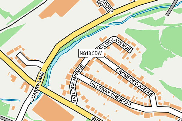 NG18 5DW map - OS OpenMap – Local (Ordnance Survey)