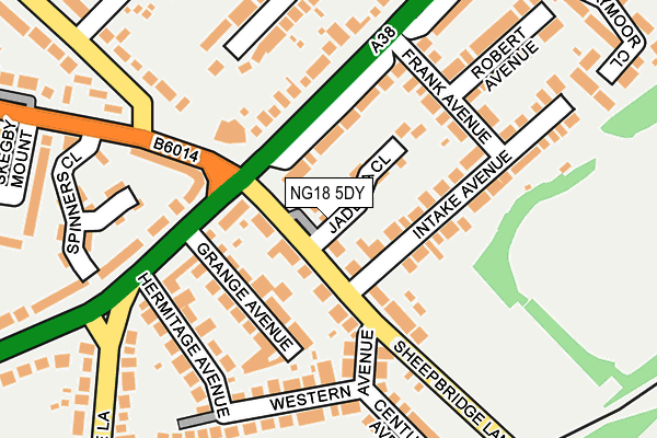 NG18 5DY map - OS OpenMap – Local (Ordnance Survey)