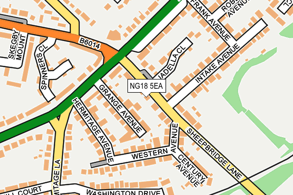 NG18 5EA map - OS OpenMap – Local (Ordnance Survey)