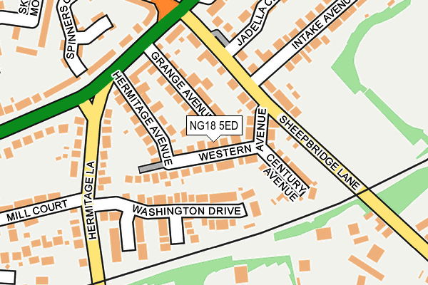 NG18 5ED map - OS OpenMap – Local (Ordnance Survey)