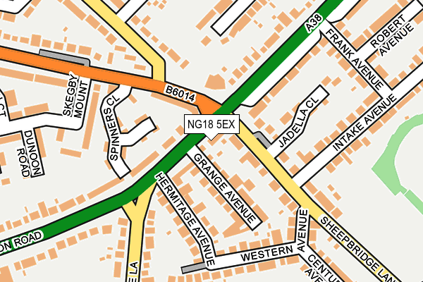 NG18 5EX map - OS OpenMap – Local (Ordnance Survey)
