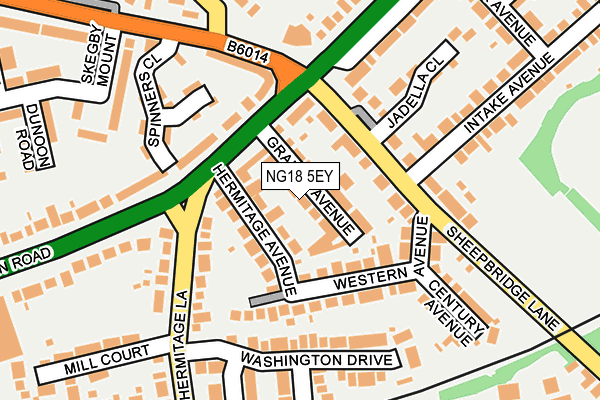 NG18 5EY map - OS OpenMap – Local (Ordnance Survey)