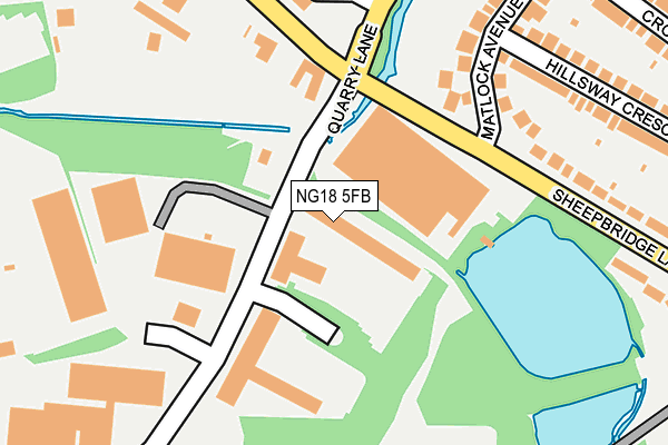 NG18 5FB map - OS OpenMap – Local (Ordnance Survey)