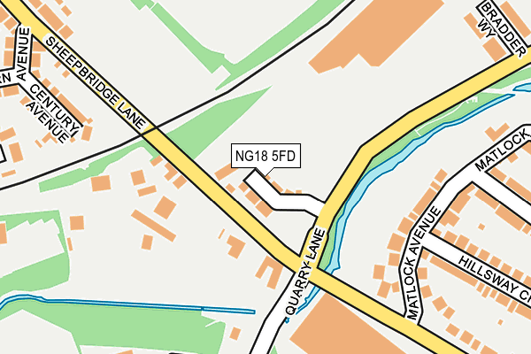 NG18 5FD map - OS OpenMap – Local (Ordnance Survey)