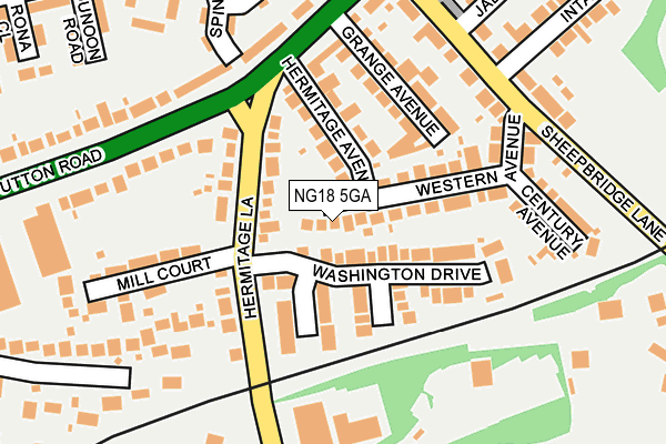 NG18 5GA map - OS OpenMap – Local (Ordnance Survey)