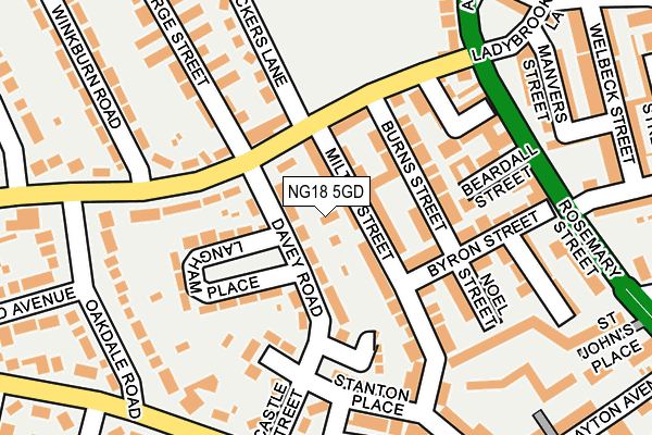 NG18 5GD map - OS OpenMap – Local (Ordnance Survey)