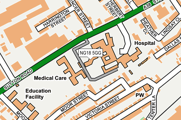 NG18 5GG map - OS OpenMap – Local (Ordnance Survey)