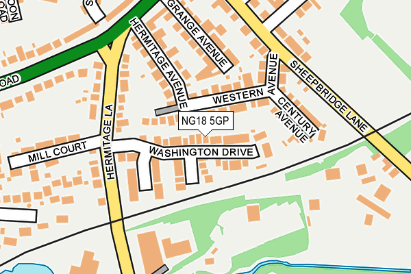 NG18 5GP map - OS OpenMap – Local (Ordnance Survey)