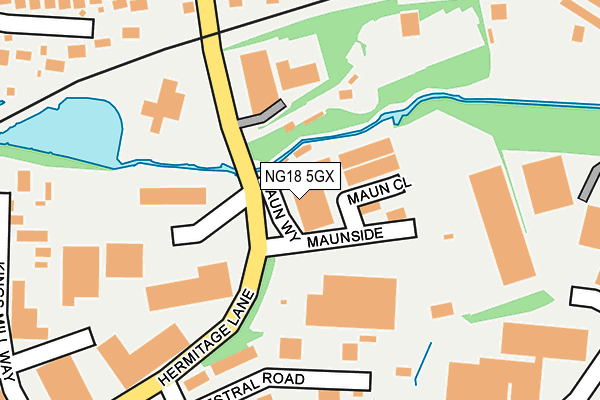 NG18 5GX map - OS OpenMap – Local (Ordnance Survey)
