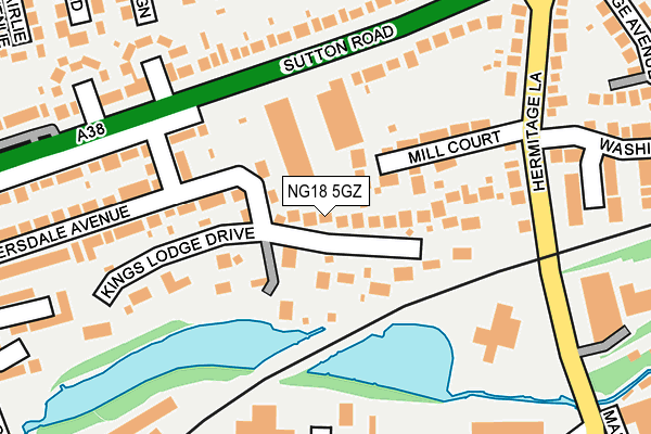 NG18 5GZ map - OS OpenMap – Local (Ordnance Survey)