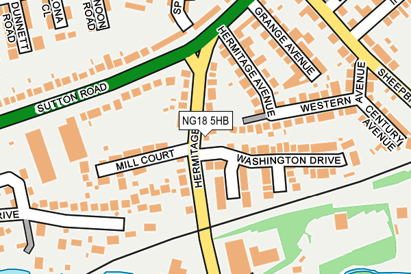 NG18 5HB map - OS OpenMap – Local (Ordnance Survey)