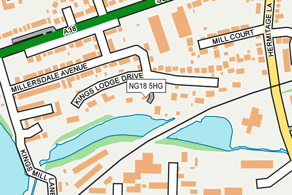 NG18 5HG map - OS OpenMap – Local (Ordnance Survey)