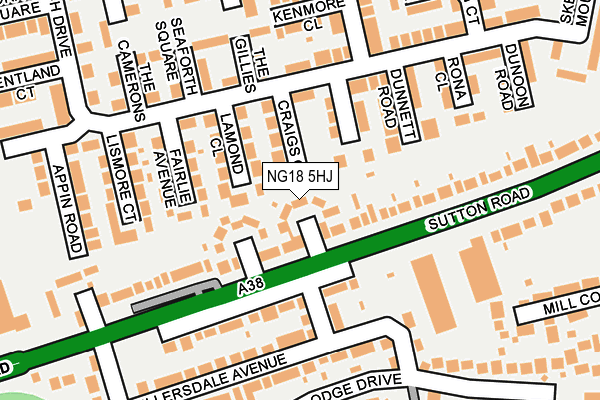 NG18 5HJ map - OS OpenMap – Local (Ordnance Survey)