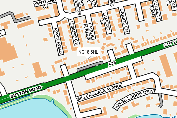 NG18 5HL map - OS OpenMap – Local (Ordnance Survey)