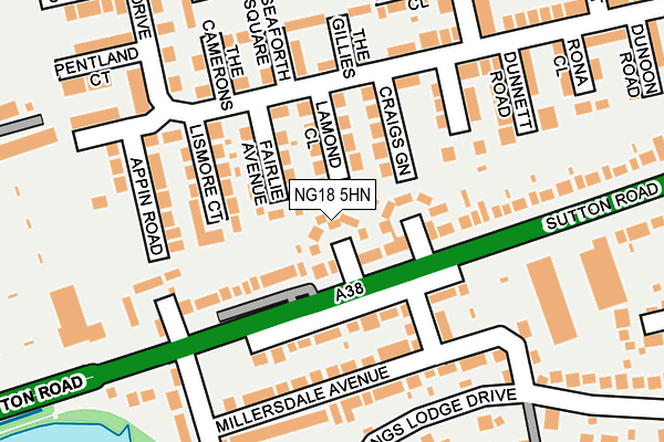 NG18 5HN map - OS OpenMap – Local (Ordnance Survey)