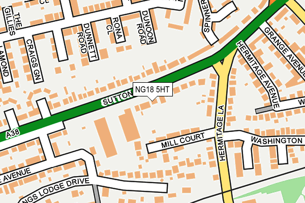 NG18 5HT map - OS OpenMap – Local (Ordnance Survey)