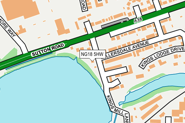 NG18 5HW map - OS OpenMap – Local (Ordnance Survey)
