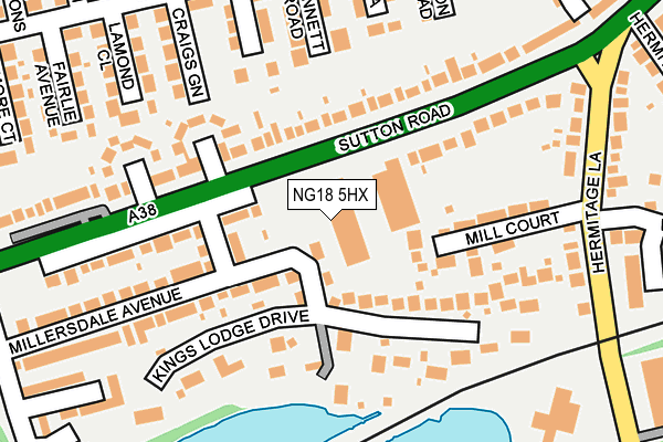 NG18 5HX map - OS OpenMap – Local (Ordnance Survey)