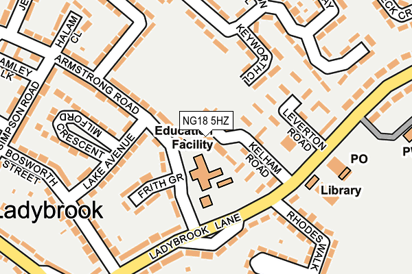 NG18 5HZ map - OS OpenMap – Local (Ordnance Survey)